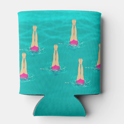 芸術的泳ぐ人 – 同期スイミング 缶クーラー (裏面)