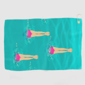 芸術的泳ぐ人 – 水中で泳ぐ ゴルフタオル (横)