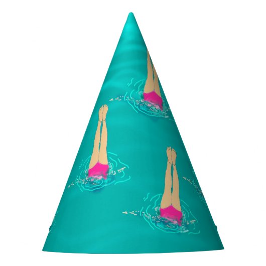 芸術的泳ぐ人 – 水中で泳ぐ パーティーハット (正面)