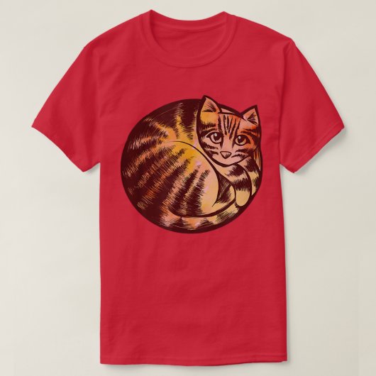 芸術的火が巻き上げられた猫Red Orange Tabby Cat A Tシャツ (デザイン正面)