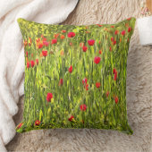 芸術的牧草地ポピーの風景 クッション (ブランケット)