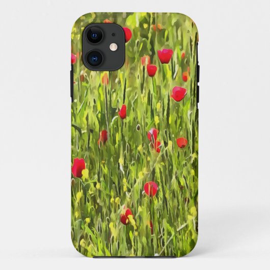 芸術的牧草地ポピーの風景 Case-Mate iPhoneケース (裏面)