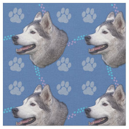 芸術的犬 – シベリアのハスキーv2 ファブリック
