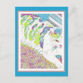 芸術的白猫イラストレーション ポストカード (正面)