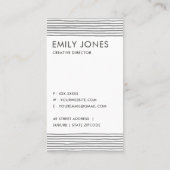 芸術的白黒スケッチストライプの線パターン 名刺 (裏面)