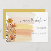 芸術的素朴ワイルドフラワーウォータカラーアート セーブザデート (正面/裏面)