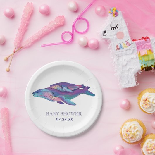 芸術的絵を描ふくらはぎ付き鯨 ペーパープレート (パーティー)