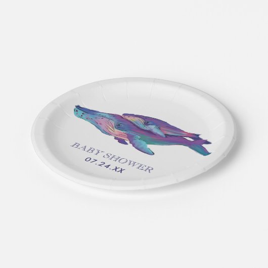 芸術的絵を描ふくらはぎ付き鯨 ペーパープレート (アングル)