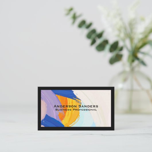 芸術的絵を描ストロークの背景 名刺 (スタンド正面)