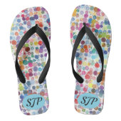 芸術的絵を描スプラッタカラフル ビーチサンダル (フットベッド)