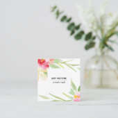 芸術的絵を描水彩花が白 スクエア名刺 (スタンド正面)