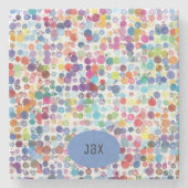 芸術的絵を描(ばちゃばちゃ)跳ねるカラフル ストーンコースター (正面)