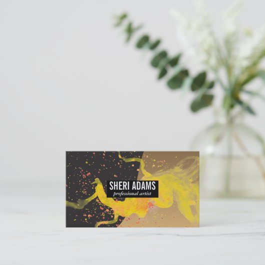 芸術的絵を描（ばちゃばちゃ）跳ねる | カラーブロック 名刺 (スタンド正面)