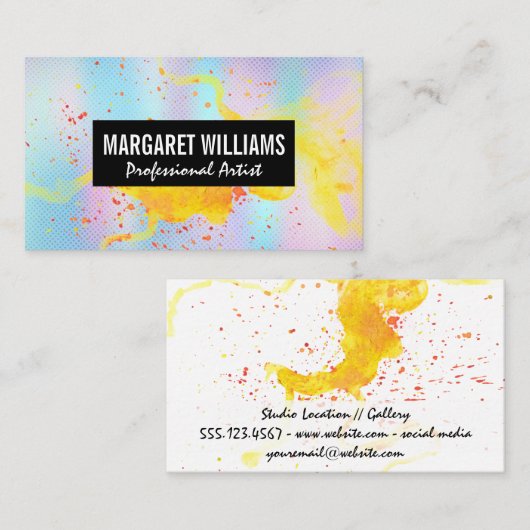 芸術的絵を描(ばちゃばちゃ)跳ねる | ホログラフィック, holographic 名刺 (正面/裏面)