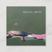 芸術的緑の絵を描抽象芸術の背景 スクエア名刺 (正面)