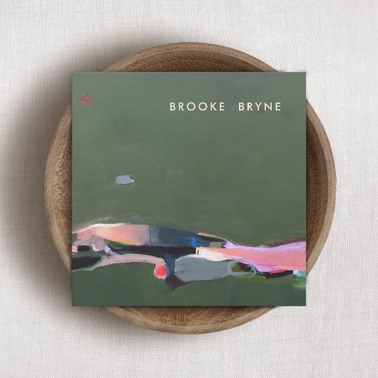 芸術的緑の絵を描抽象芸術の背景 スクエア名刺