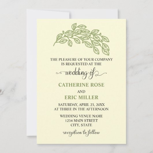 芸術的線離れ結婚の 招待状 (正面)