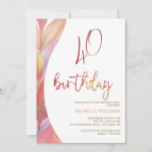 芸術的羽フローラ水彩画 招待状 (正面)