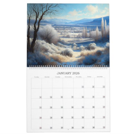 芸術的自然ランドスケー絵画ズ カレンダー (1月 2026)