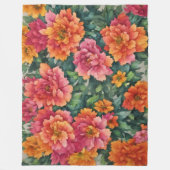 芸術的花カラフル桃色 フリースブランケット (正面)