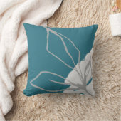芸術的葉抽象芸術 |ターコイズグレーと白 クッション (ブランケット)