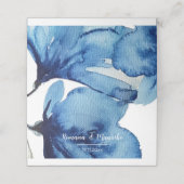 芸術的藍青の水色フローラ プレイスカード (外部開封)