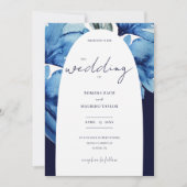 芸術的藍青フローラ水色 招待状 (正面)