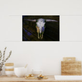 芸術的角張りポスター付き牛スカル ポスター (キッチン)