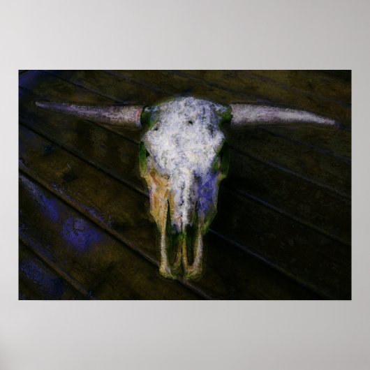 芸術的角張りポスター付き牛スカル ポスター (正面)