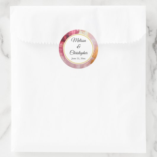 芸術的金ゴールドとピンクの抽象芸術結婚の ラウンドシール (バッグ)