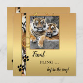 芸術的金ゴールドタイガーバチェロレッテ招待状 招待状 (正面/裏面)