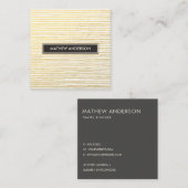 芸術的金ゴールドフェイクスケッチ線パターン スクエア名刺 (正面/裏面)