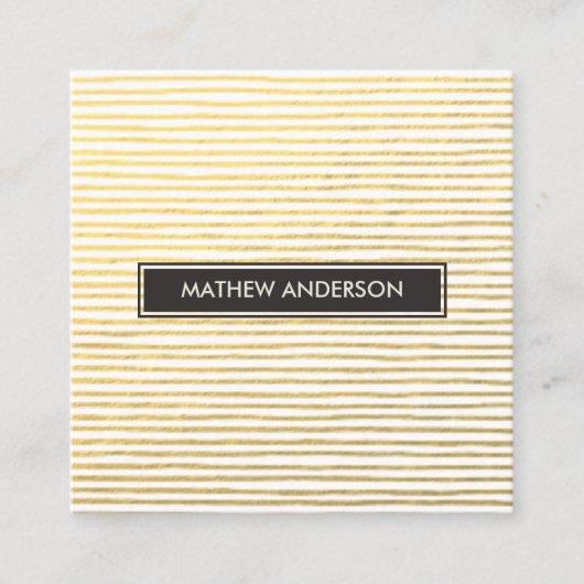 芸術的金ゴールドフェイクスケッチ線パターン スクエア名刺 (正面)