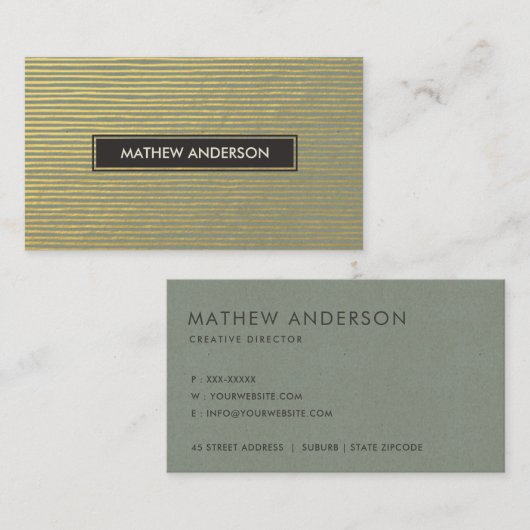 芸術的金ゴールドフェイクスケッチ線パターン 名刺 (正面/裏面)