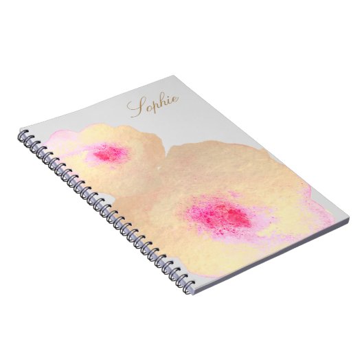 芸術的金ゴールドフローラ水彩画パーソナライズされた画 ノートブック (右側)