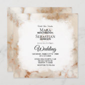 *~芸術的金ゴールド大理石結婚静脈 招待状 (正面/裏面)