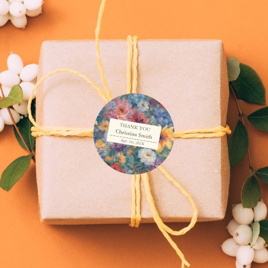 芸術的開花ヴィンテージフローラ退職ありがとう ラウンドシール