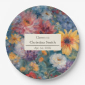 芸術的開花ヴィンテージフローラ退職パーティー ペーパープレート (正面)