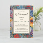 芸術的開花ヴィンテージフローラ退職パーティー 招待状 (スタンド正面)