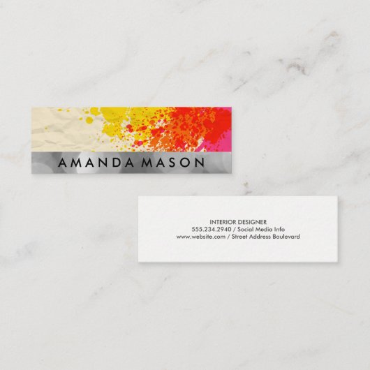 芸術的 |インテリアデザイン |写真芸術的 スキニー名刺 (正面/裏面)