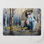 芸術的 トレンディ クラシック ウィンター ワンダーランド アート ゴールド 箔シーズンカード (正面)