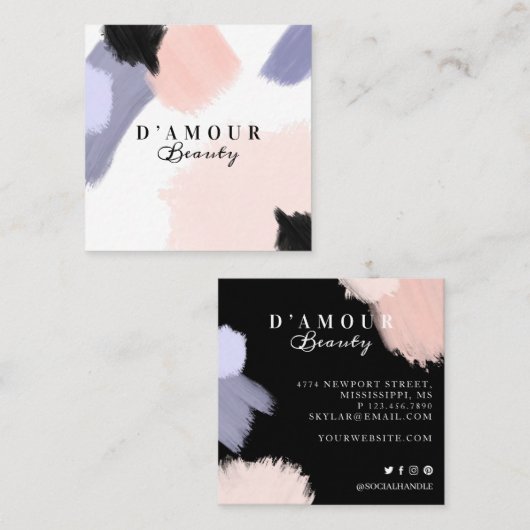 芸術的&モダン絵を描抽象芸術ストローク スクエア名刺 (正面/裏面)