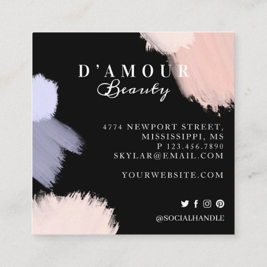 芸術的&モダン絵を描抽象芸術ストローク スクエア名刺 (裏面)