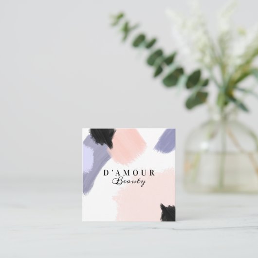 芸術的&モダン絵を描抽象芸術ストローク スクエア名刺 (スタンド正面)