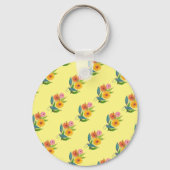 芸術的《植物》百日草山花 キーホルダー (正面)