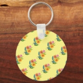 芸術的《植物》百日草山花 キーホルダー (正面)