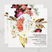 *~* 芸術的 AR15 QR RSVPブルゴーニュフローラ結婚ズ 招待状 (正面/裏面)