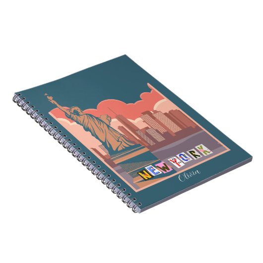 芸術的New York Skyline Notebook - パーソナライズされた ノートブック (右側)