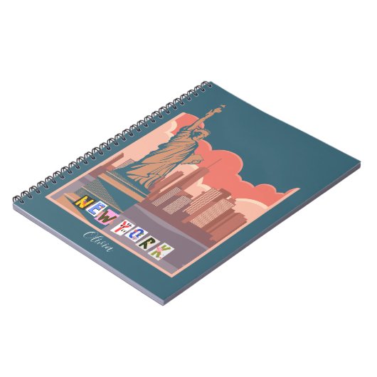 芸術的New York Skyline Notebook - パーソナライズされた ノートブック (左側)