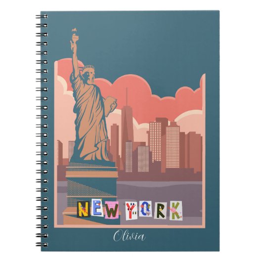 芸術的New York Skyline Notebook - パーソナライズされた ノートブック (正面)